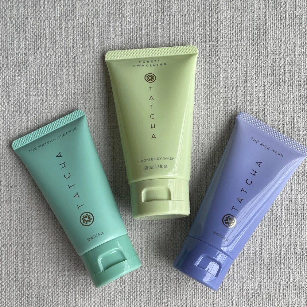 Tatcha hinoki Body Wash, matcha cleanse, rice wash set